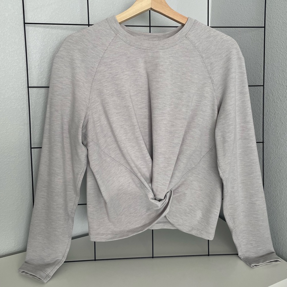 Lululemon crew neck- grey with cross front detail